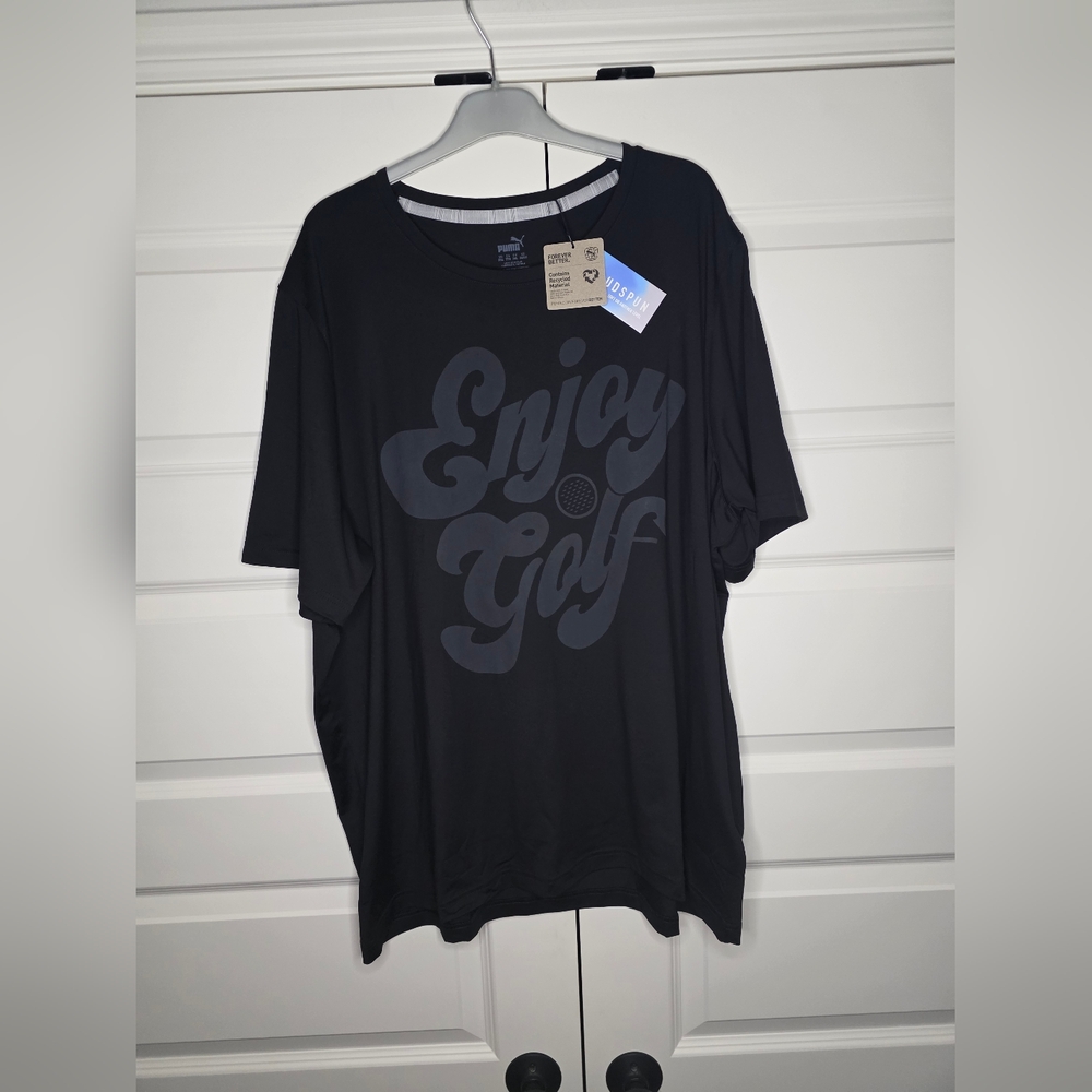 NWT Puma XXL Mens 'Enjoy Golf' Cloudpsun Black T-Shirt